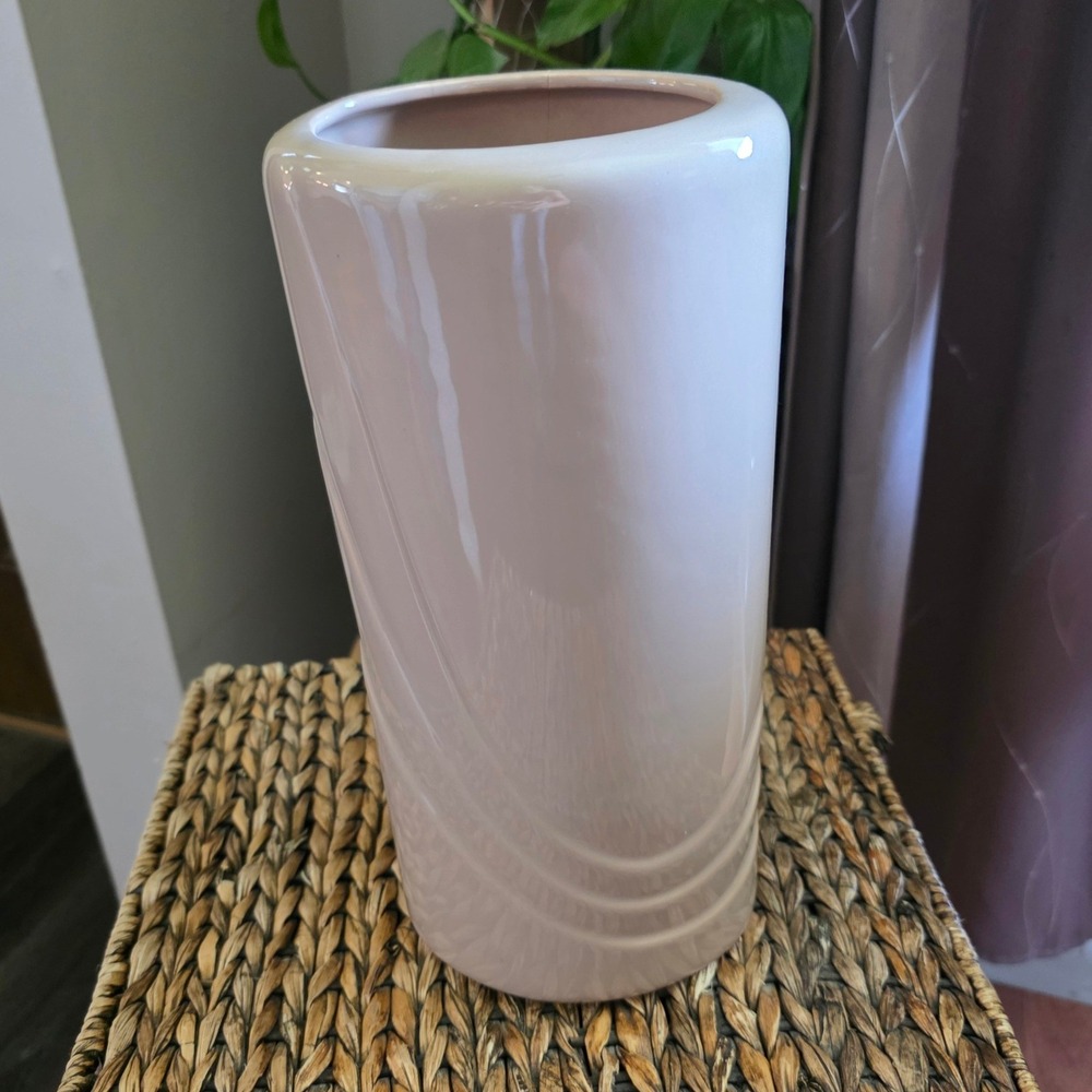 Royal Haeger Oval Vase 12" Dusty Blush Pink 4344 Art Deco Draped 1984, READ